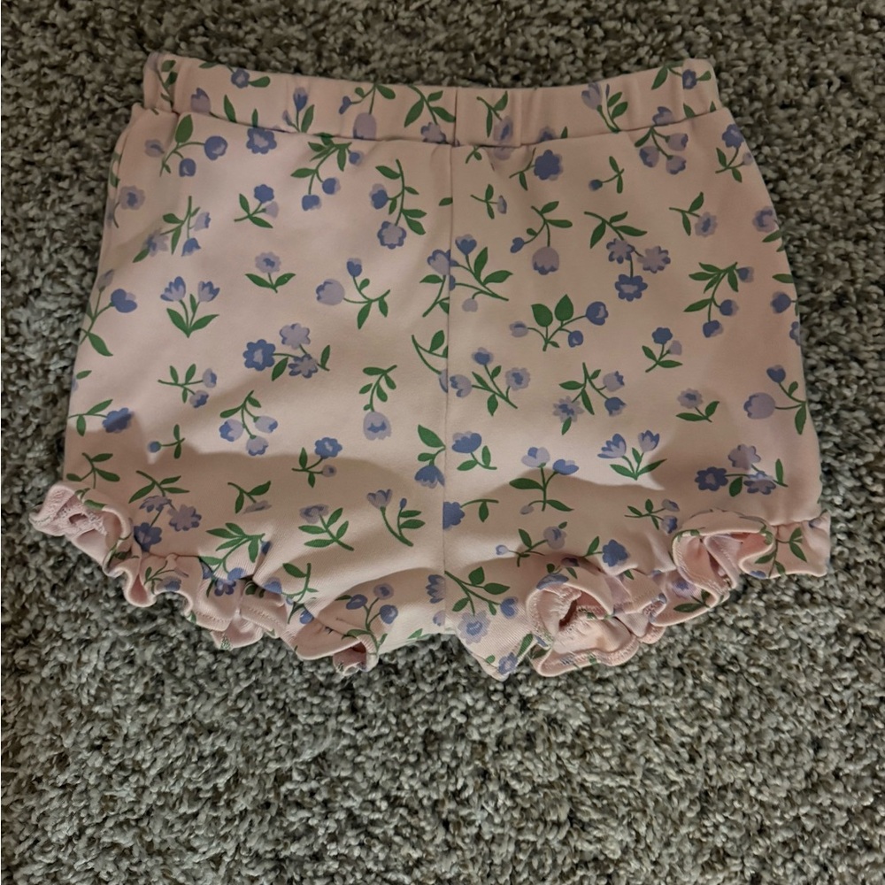 The Beaufort Bonnet Company Pink Floral Ruffle Shorts